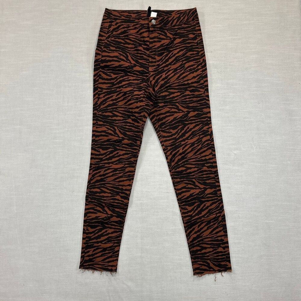 Divided by H&M Women's 8 Brown Black Animal Print Pants Distressed Hem